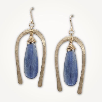 Hammered Gold Kyanite Earrings