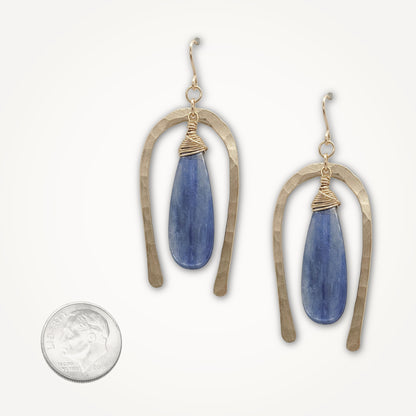 Hammered Gold Kyanite Earrings