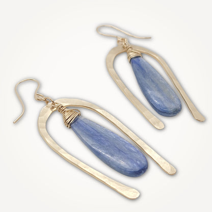 Hammered Gold Kyanite Earrings