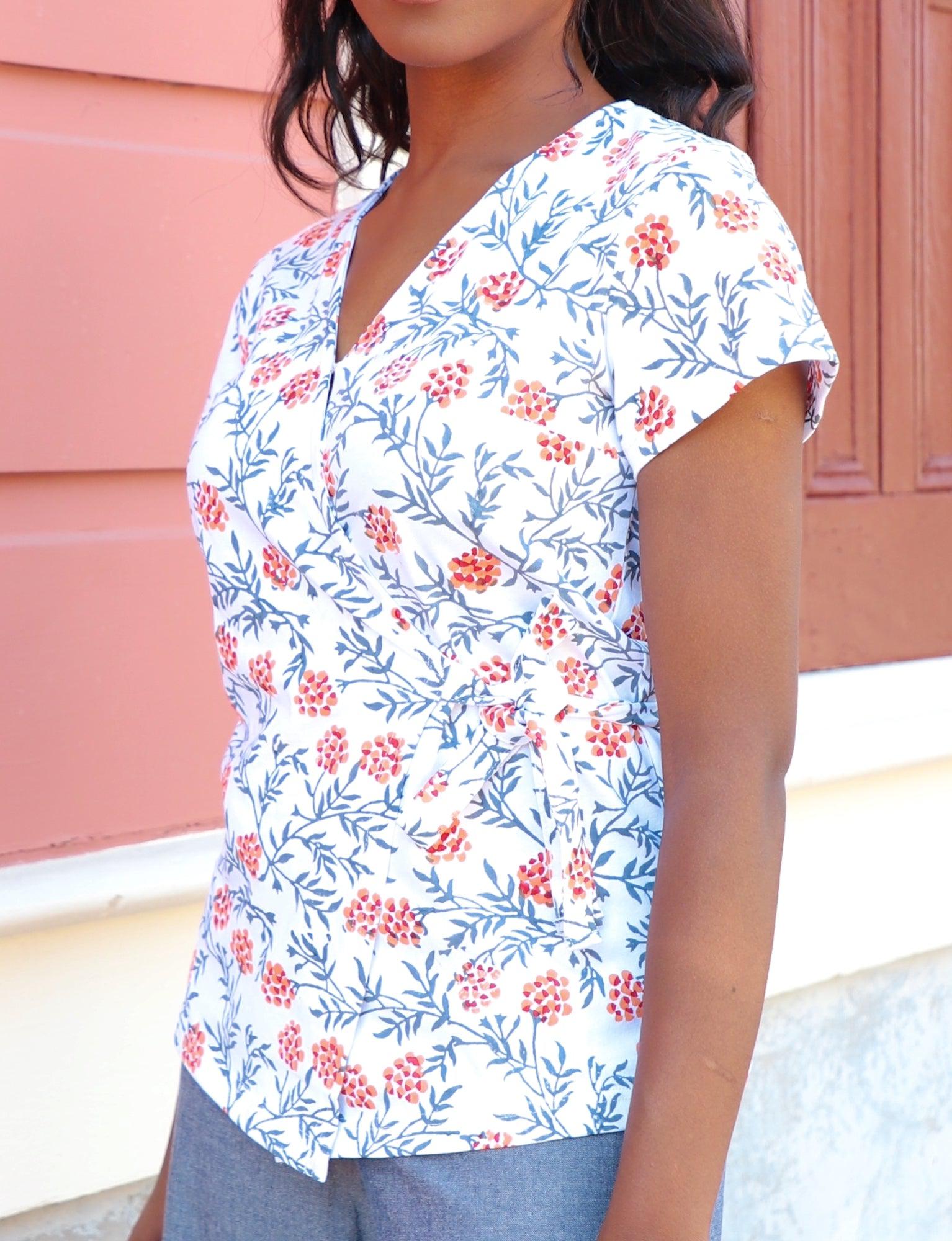 Lata Organic Wrap Top - Passion Lilie