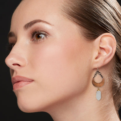 Lunar Hex Earrings | Clear Quartz