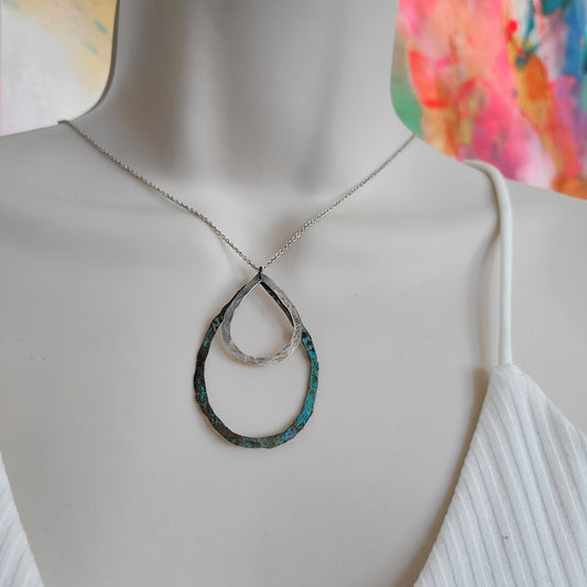 Mixed Metal Organic Teardrop Necklace