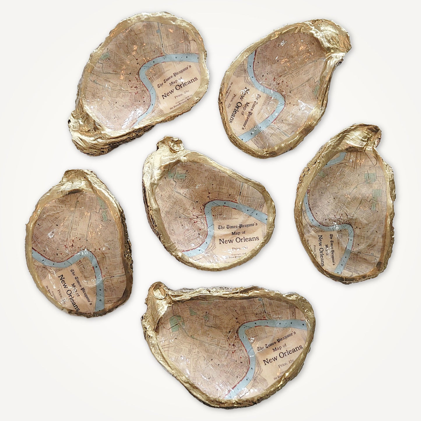 New Orleans Map Oyster Shell Ornament