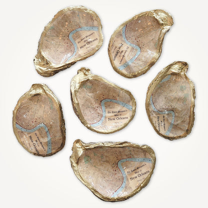 New Orleans Map Oyster Shell Ornament