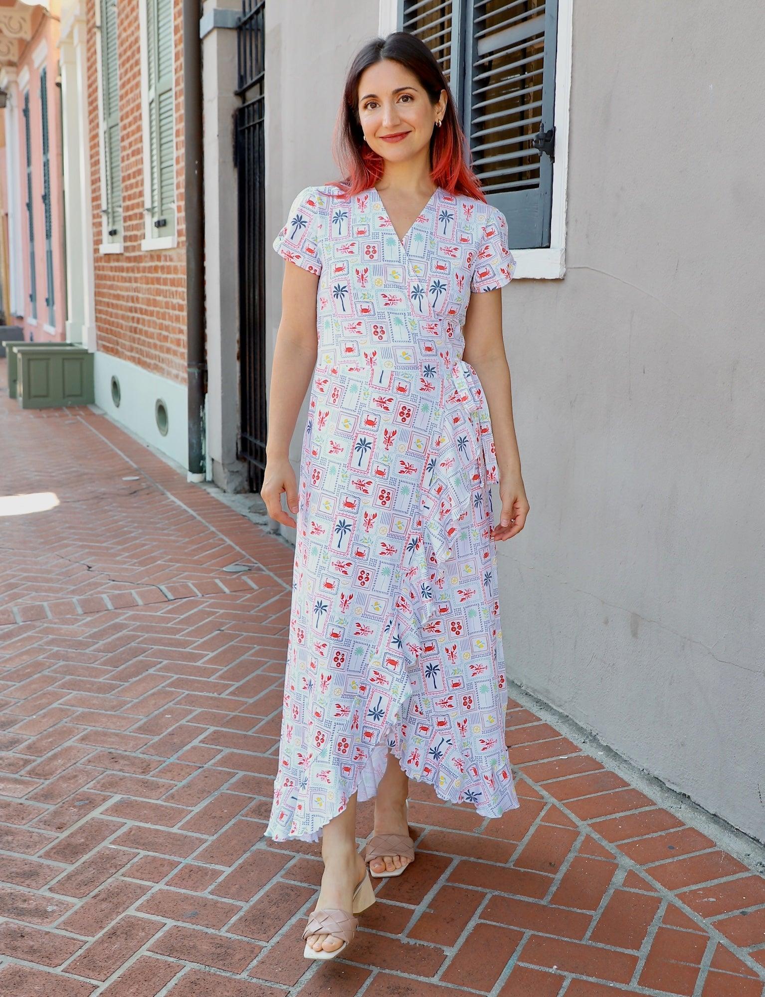 New Orleans Riviera Organic Wrap Dress - Passion Lilie