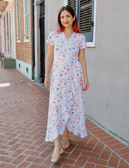 New Orleans Riviera Organic Wrap Dress - Passion Lilie