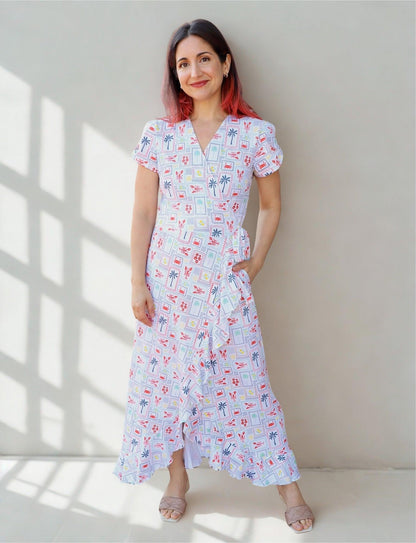 New Orleans Riviera Organic Wrap Dress - Passion Lilie