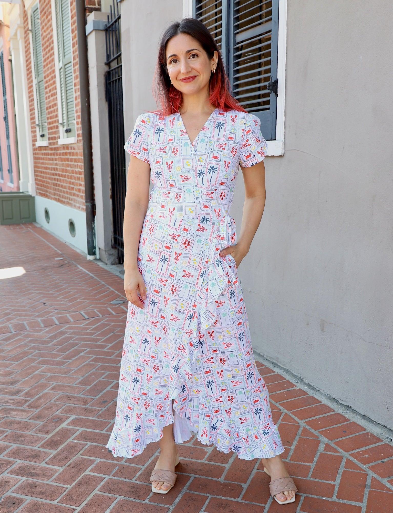 New Orleans Riviera Organic Wrap Dress - Passion Lilie