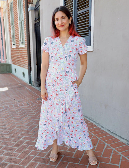 New Orleans Riviera Organic Wrap Dress - Passion Lilie