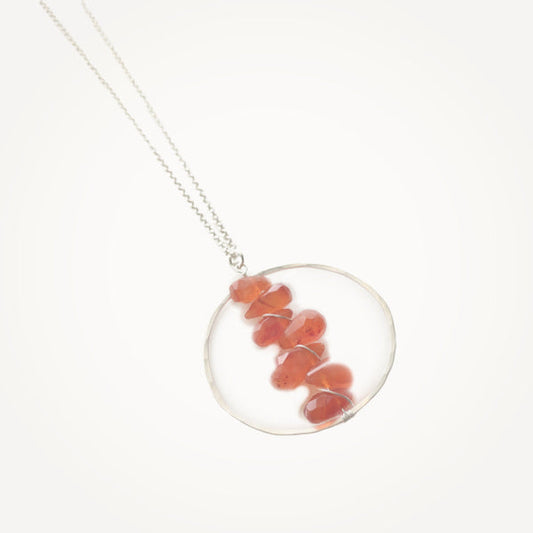 Carnelian Hoop Necklace | Handmade Sterling Silver Jewelry