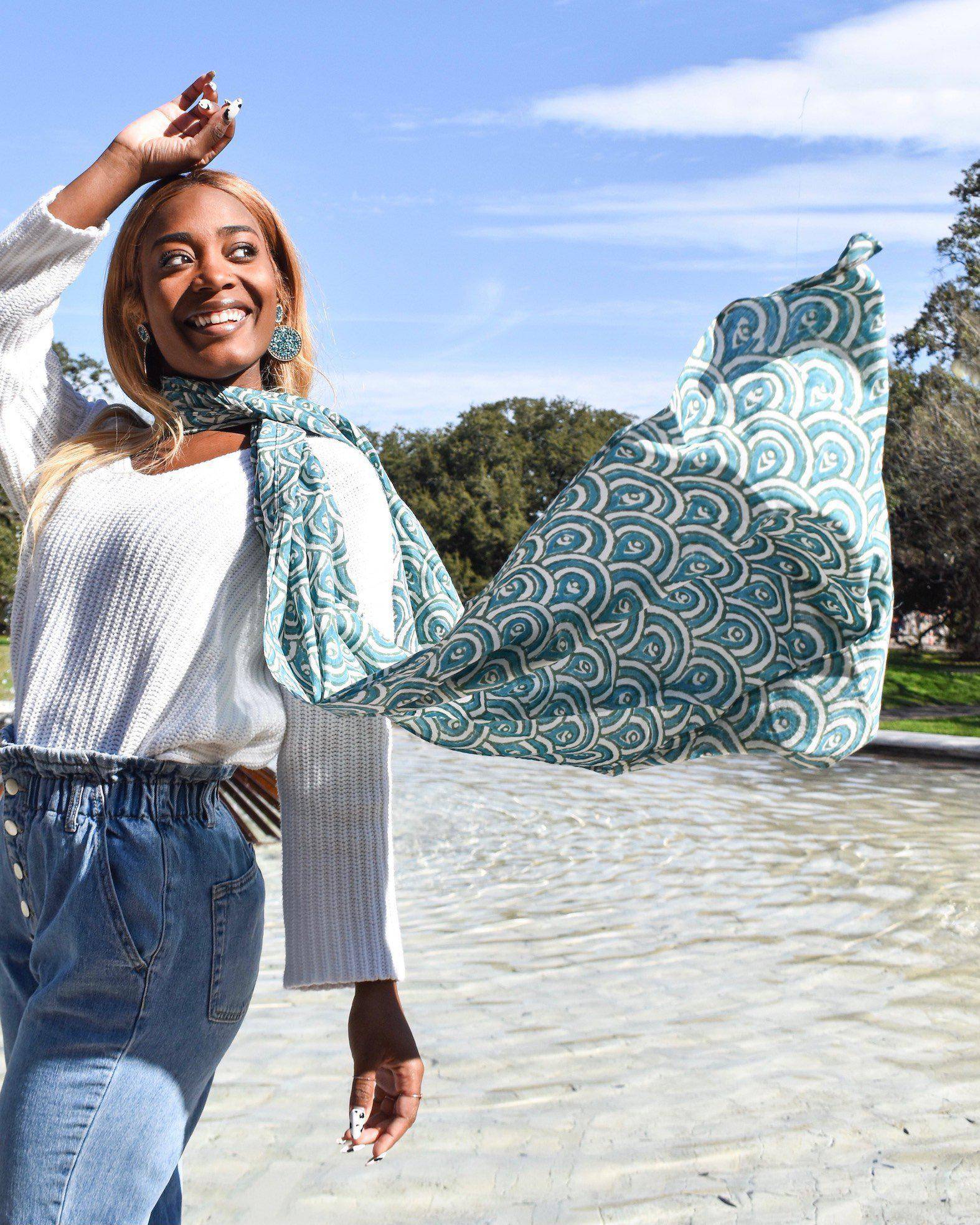 Peacock Teal Scarf - Passion Lilie