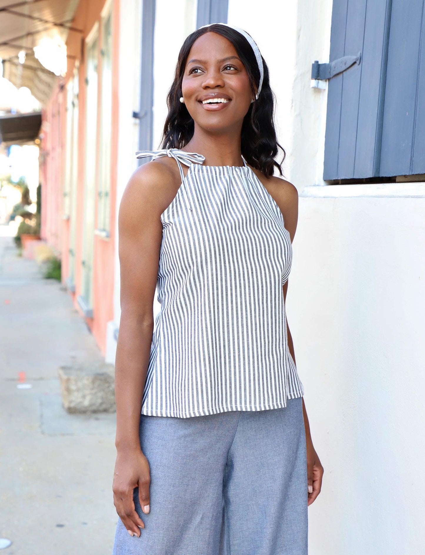 Pinstripe Tank - Passion Lilie