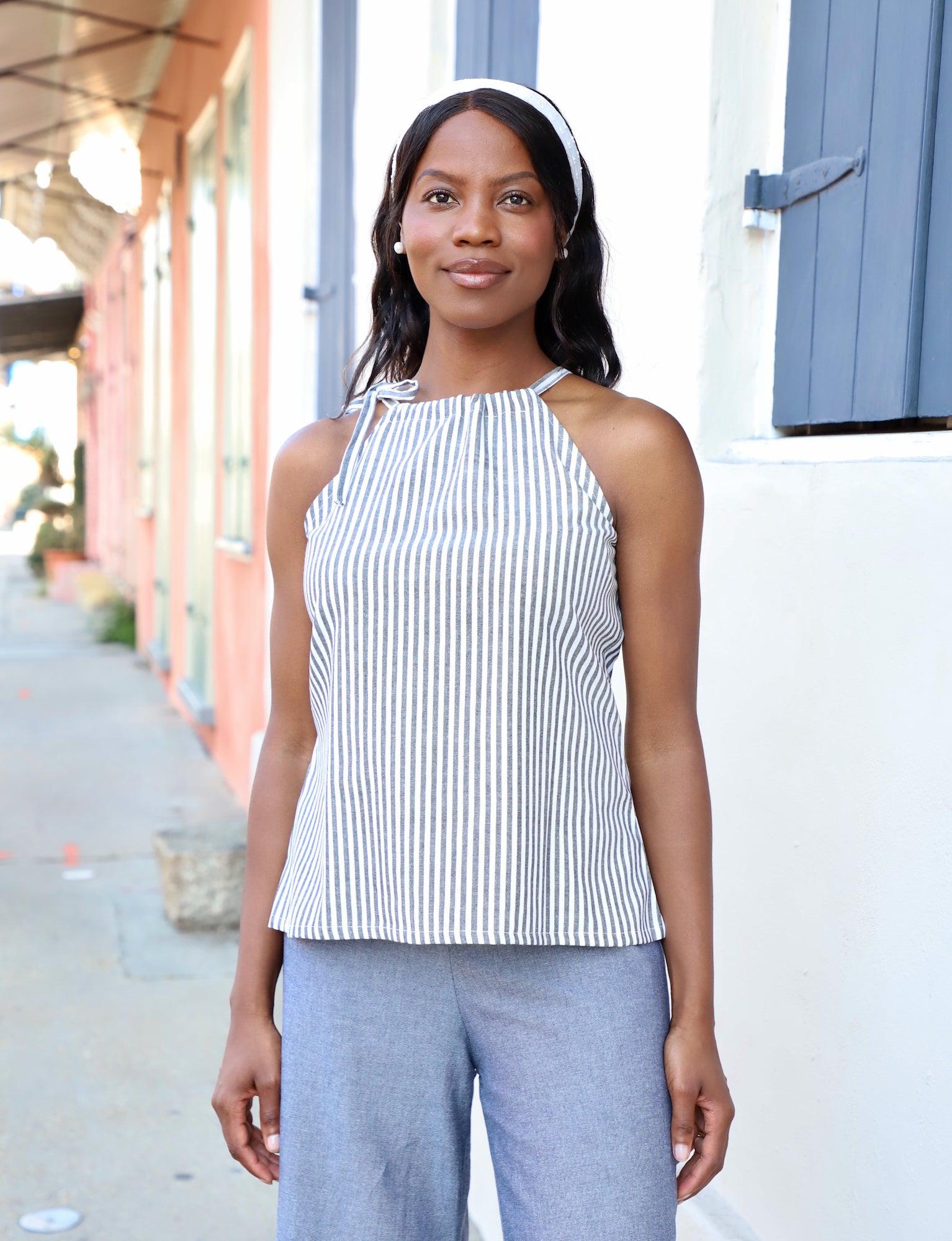 Pinstripe Tank - Passion Lilie