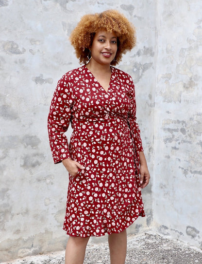 Roma Floral Organic Wrap Dress - Passion Lilie