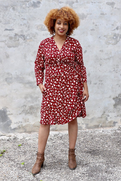 Roma Floral Organic Wrap Dress - Passion Lilie