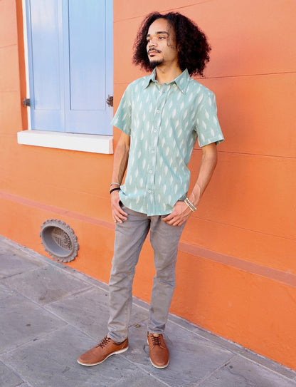 Sage Men's Button Down Shirt - Passion Lilie