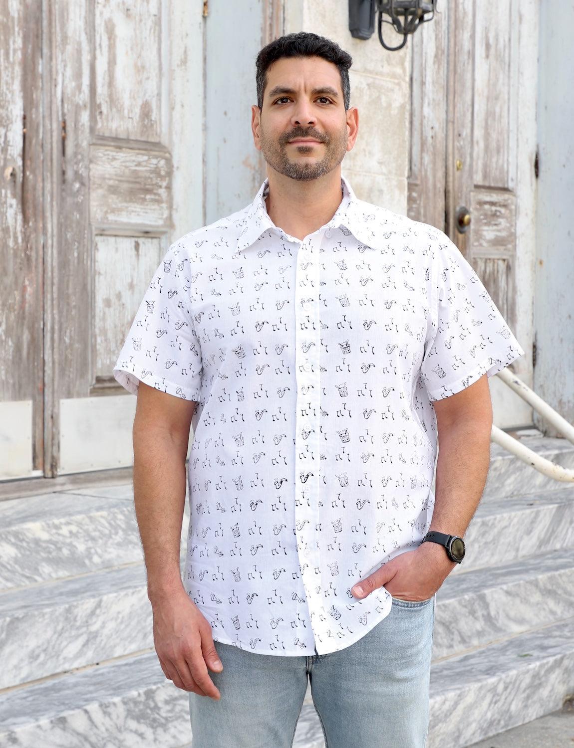 Second Line Organic Cotton Men's Button Down Shirt - Passion Lilie
