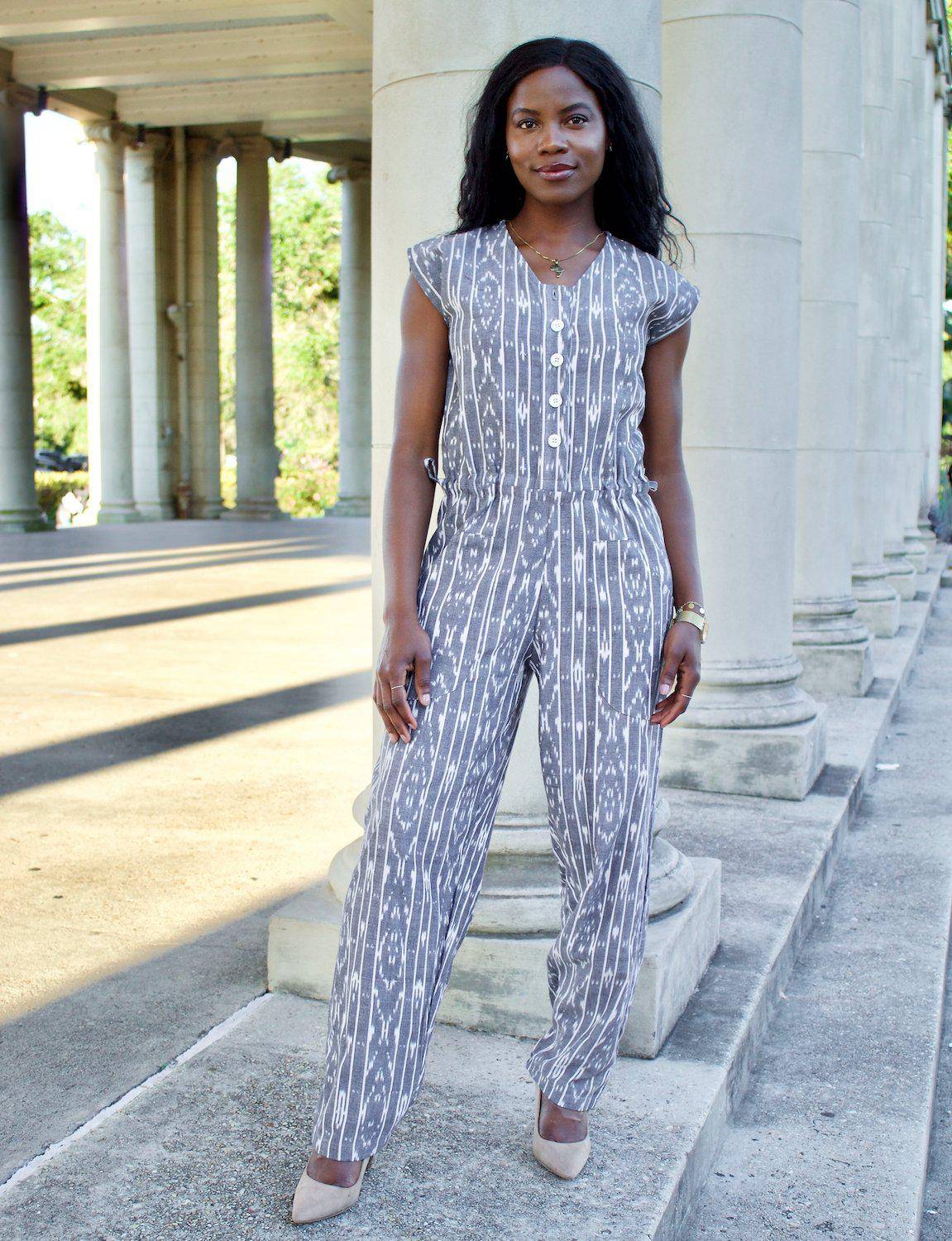 Slate Stripe Jumpsuit - Passion Lilie