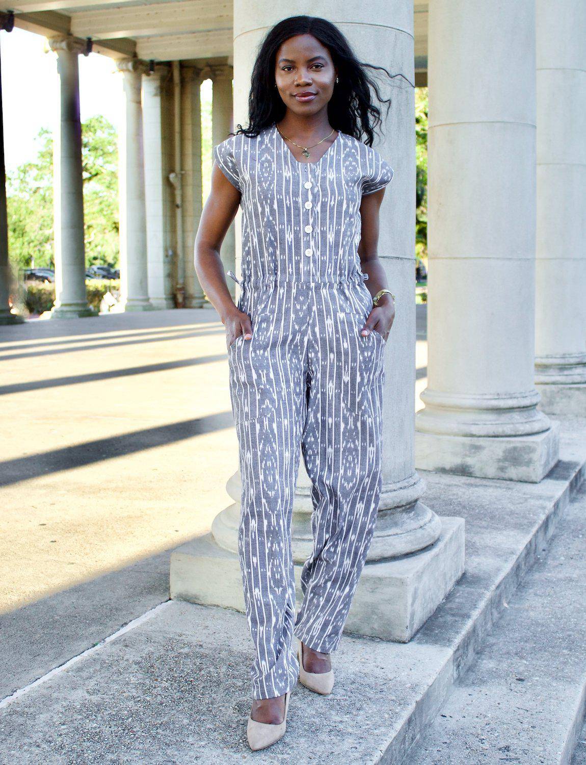 Slate Stripe Jumpsuit - Passion Lilie