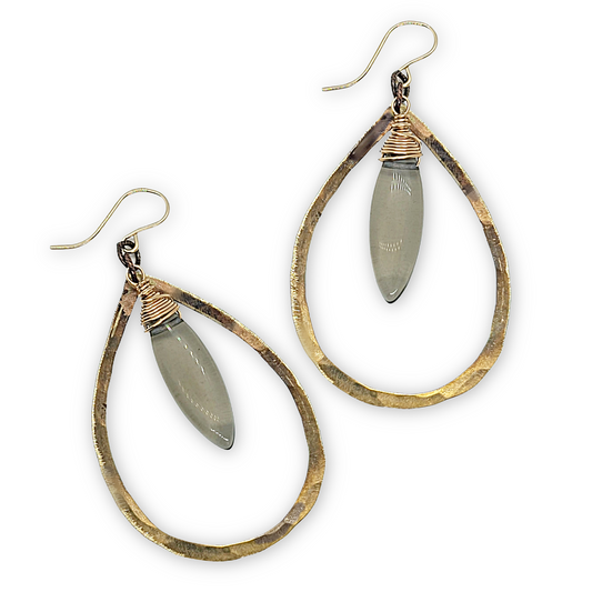Smoke & Gold Teardrop Earrings