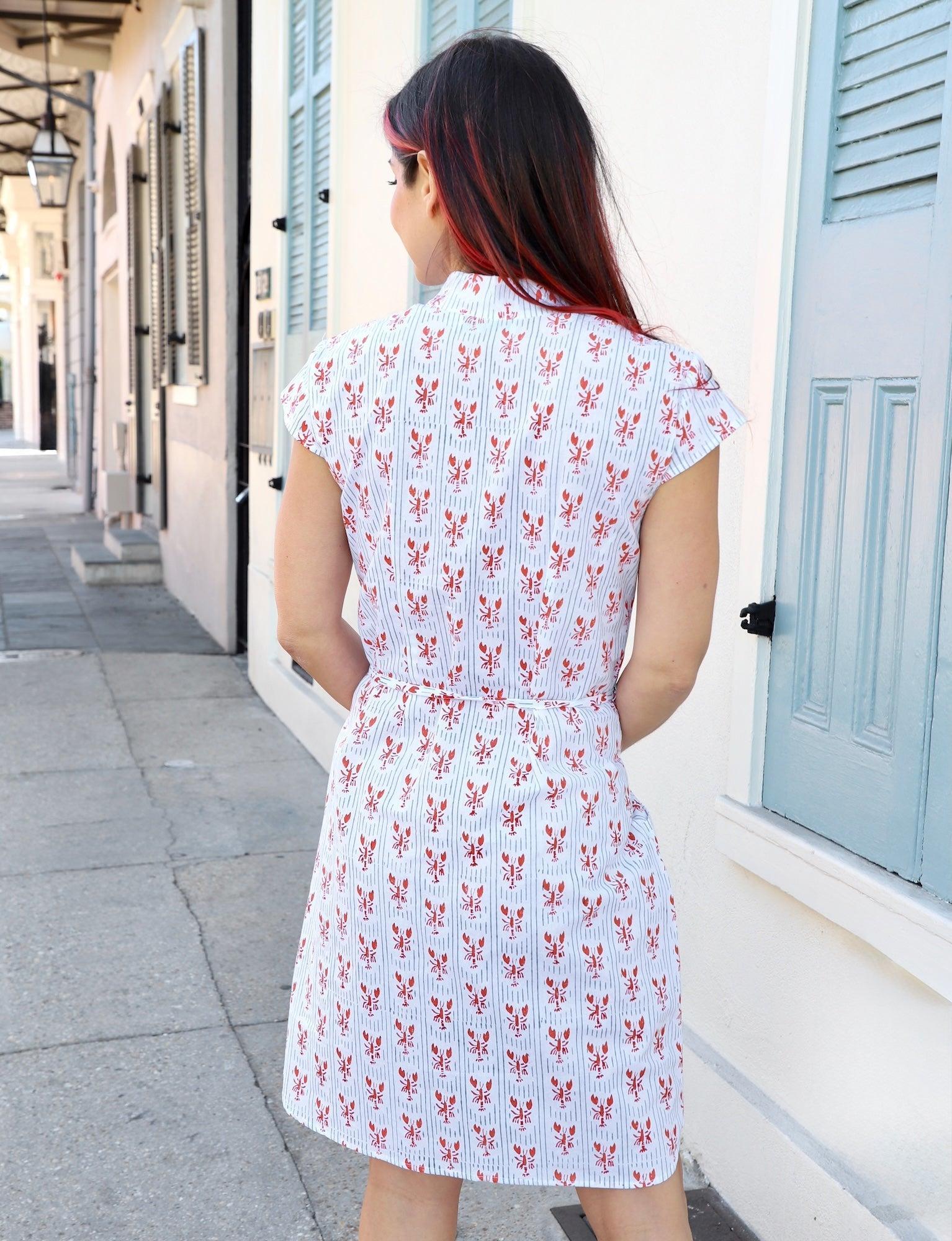 Striped Crawfish Organic Cotton Button Dress - Passion Lilie