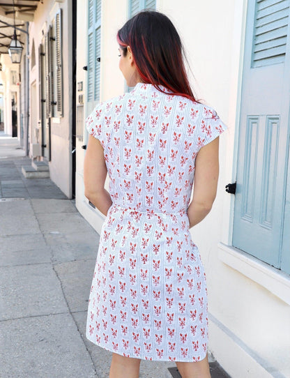 Striped Crawfish Organic Cotton Button Dress - Passion Lilie