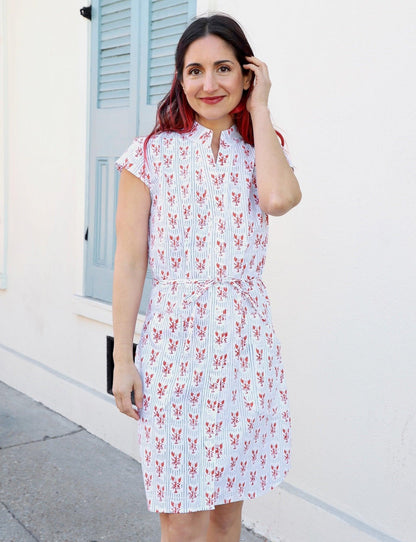 Striped Crawfish Organic Cotton Button Dress - Passion Lilie