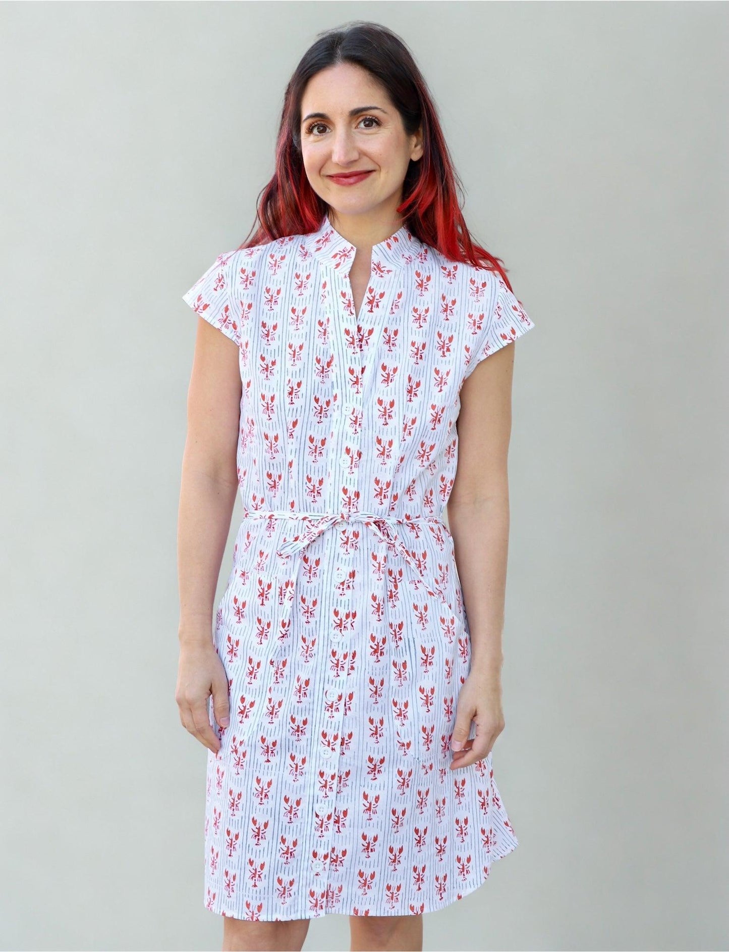 Striped Crawfish Organic Cotton Button Dress - Passion Lilie