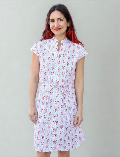 Striped Crawfish Organic Cotton Button Dress - Passion Lilie