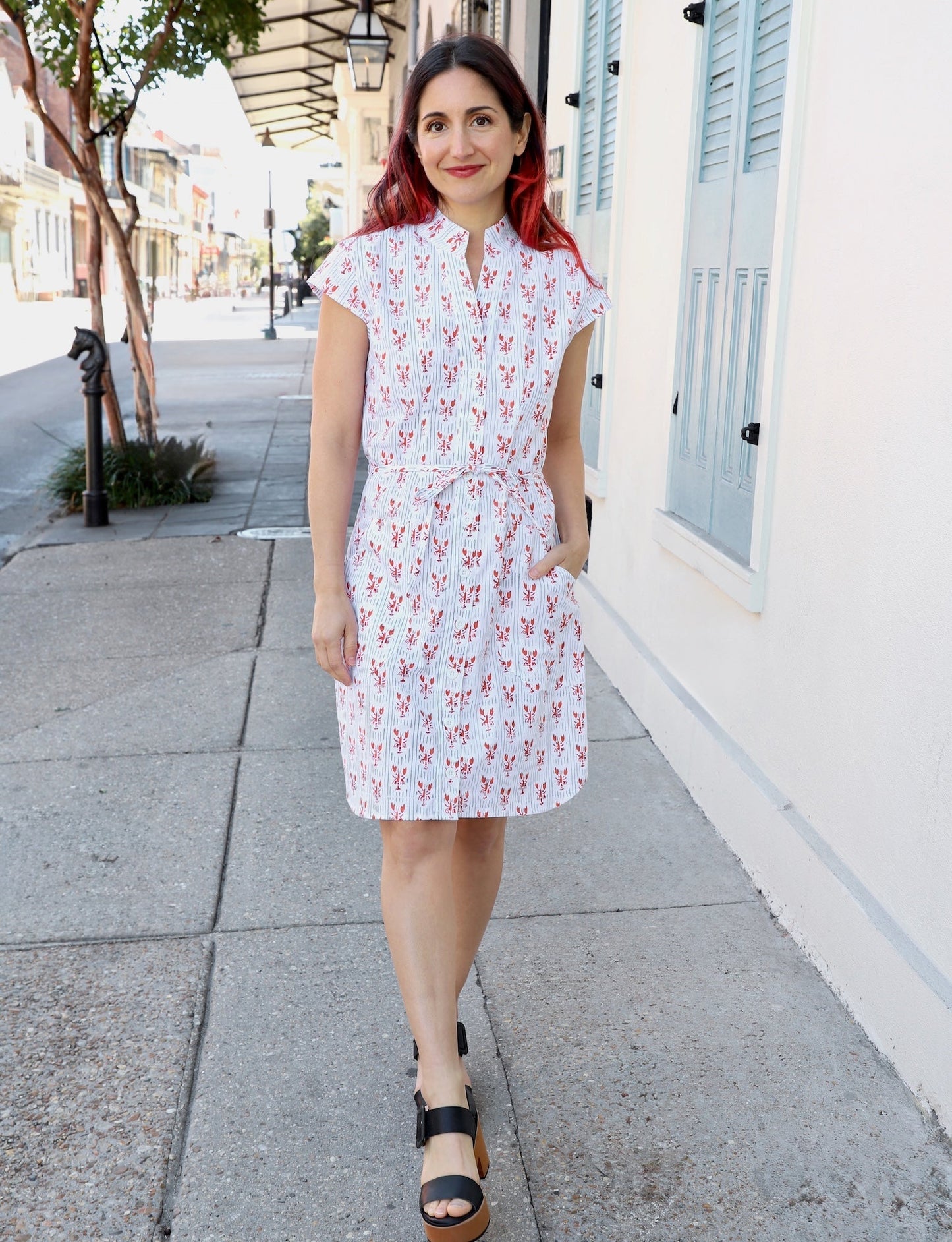 Striped Crawfish Organic Cotton Button Dress - Passion Lilie