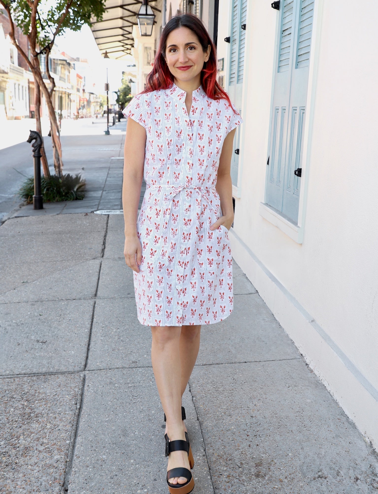 Striped Crawfish Organic Cotton Button Dress - Passion Lilie