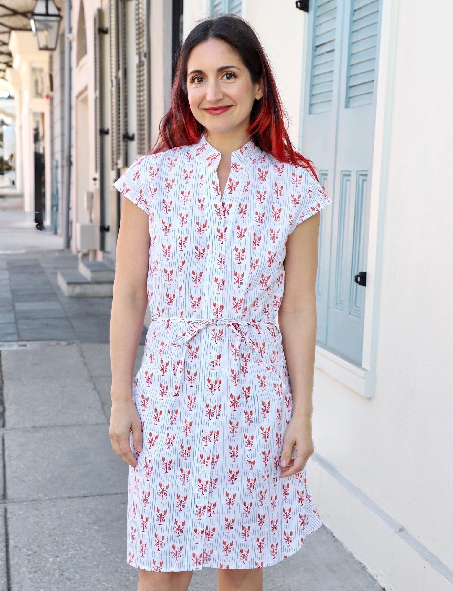 Striped Crawfish Organic Cotton Button Dress - Passion Lilie