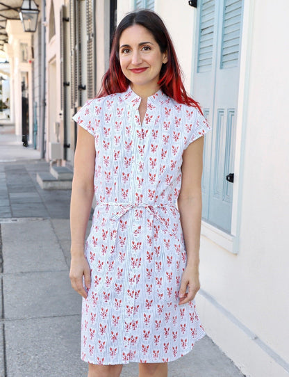 Striped Crawfish Organic Cotton Button Dress - Passion Lilie