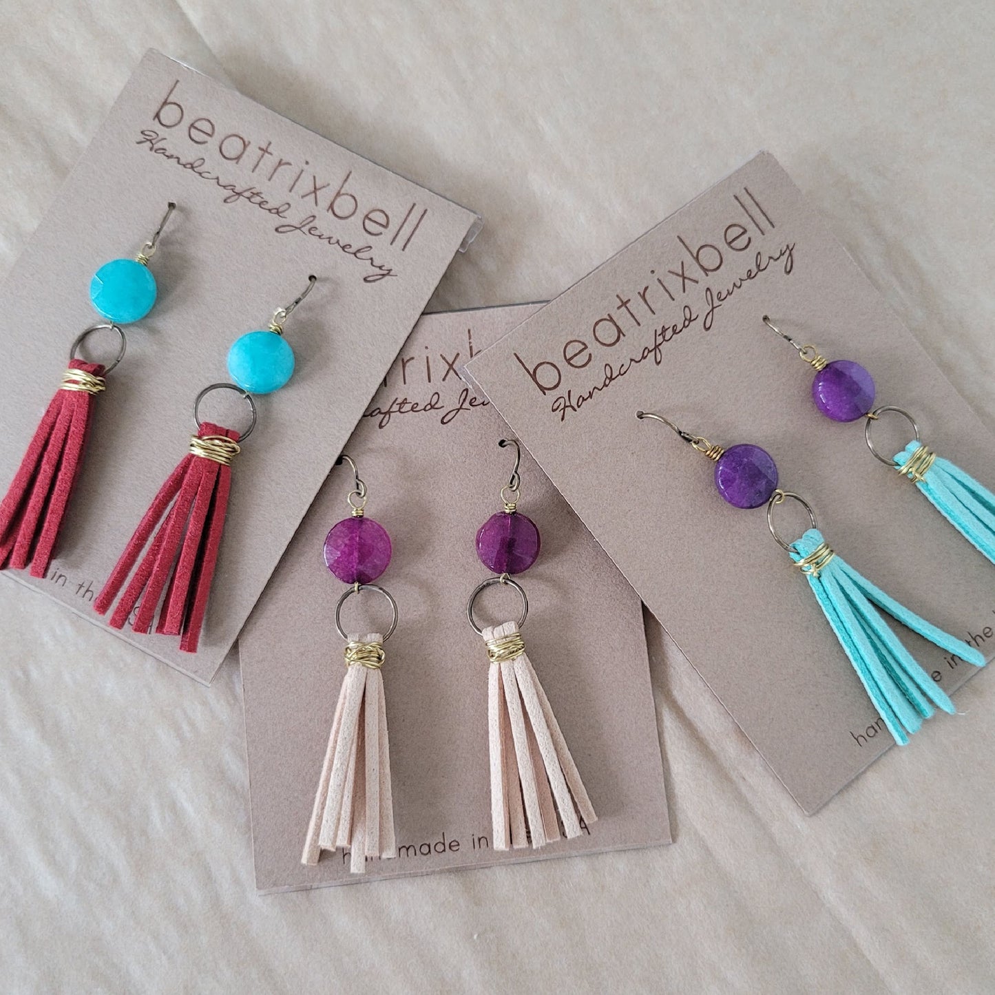 Jade & Suede Earrings | Choice of Color