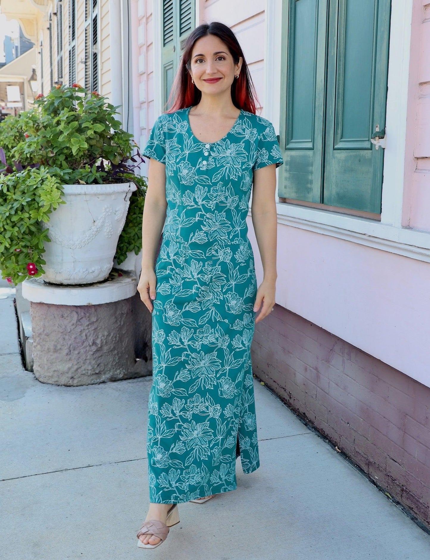 Teal Magnolia Organic Maxi Dress - Passion Lilie