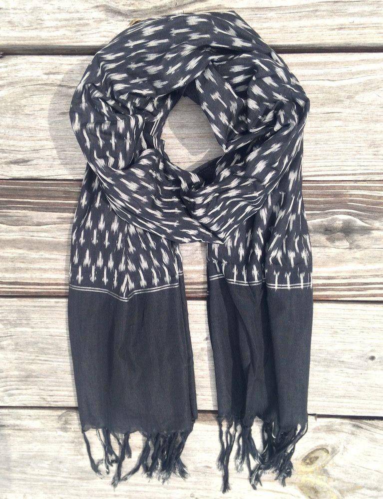 Classic Black Ikat Scarf - Passion Lilie - Fair Trade - Sustainable Fashion