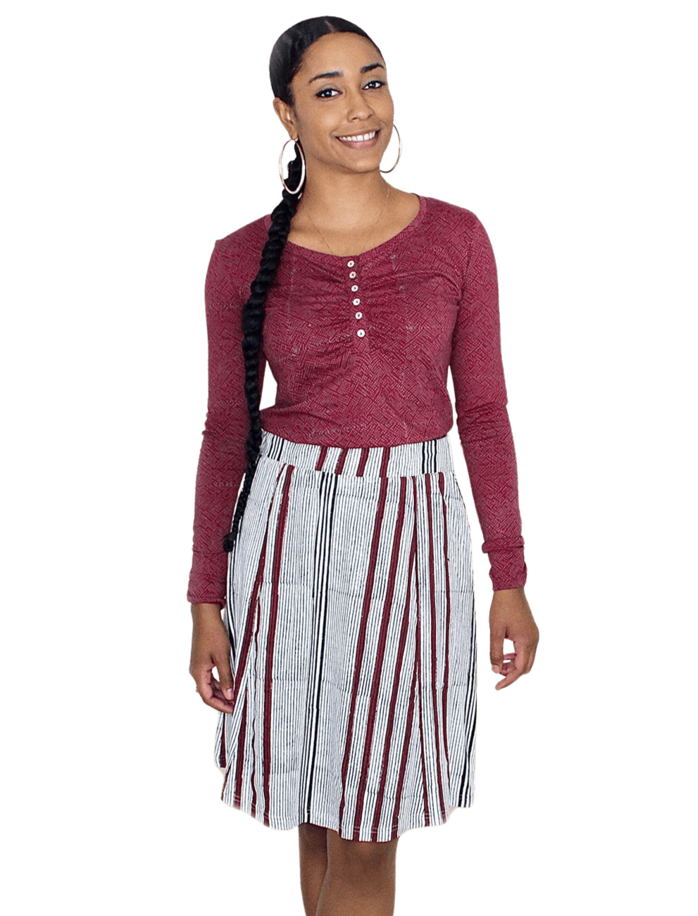 Cardinal Striped Organic Jersey Skirt - Passion Lilie - Fair Trade - Sustainable Fashion