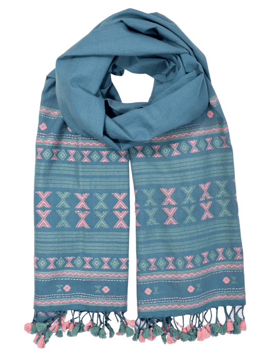 Blue Rabari Kutch Scarf - Passion Lilie - Fair Trade - Sustainable Fashion