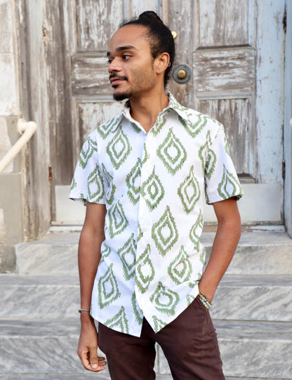 Palm Village Men's Button Down Shirt - Passion Lilie - Fair Trade - Sustainable Fashion