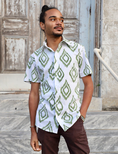 Palm Village Men's Button Down Shirt - Passion Lilie - Fair Trade - Sustainable Fashion