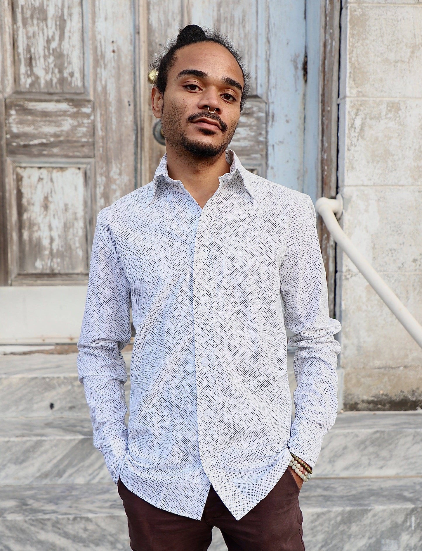Avery Men's Button Down Shirt - Organic Cotton - Passion Lilie - Fair Trade - Sustainable Fashion