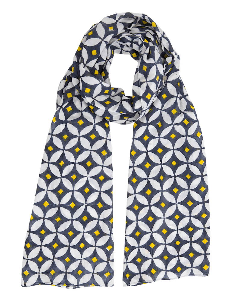 Navy & Yellow Diamond Scarf - Passion Lilie - Fair Trade - Sustainable Fashion