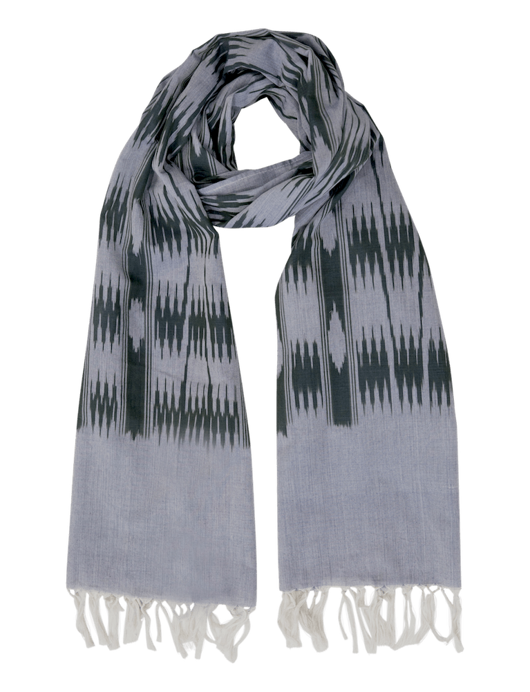 Light Blue & Olive Banded Stripes Scarf - Passion Lilie - Fair Trade - Sustainable Fashion