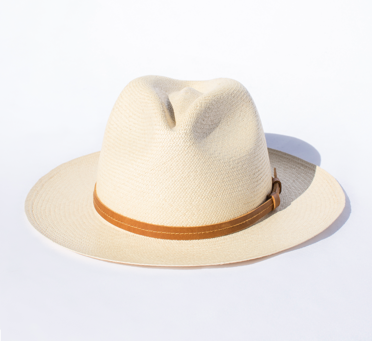 Classic Natural Panama Hat with Leather Headband - Unisex