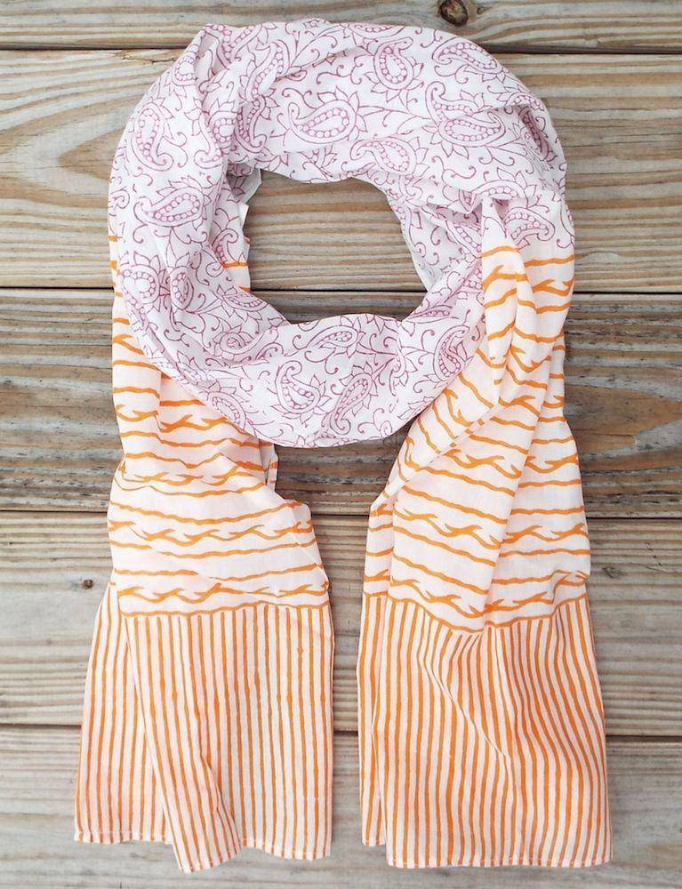 Paisley & Stripe Scarf - Passion Lilie - Fair Trade - Sustainable Fashion