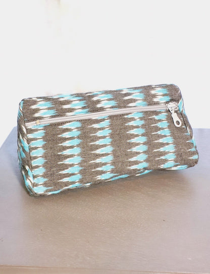 Grey Teal Ikat Toiletry Bag