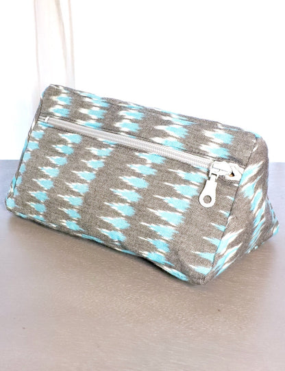 Grey Teal Ikat Toiletry Bag