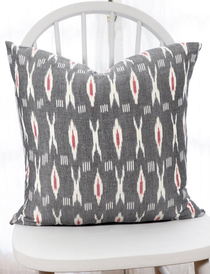 XO Grey & Red Throw Pillow Cover