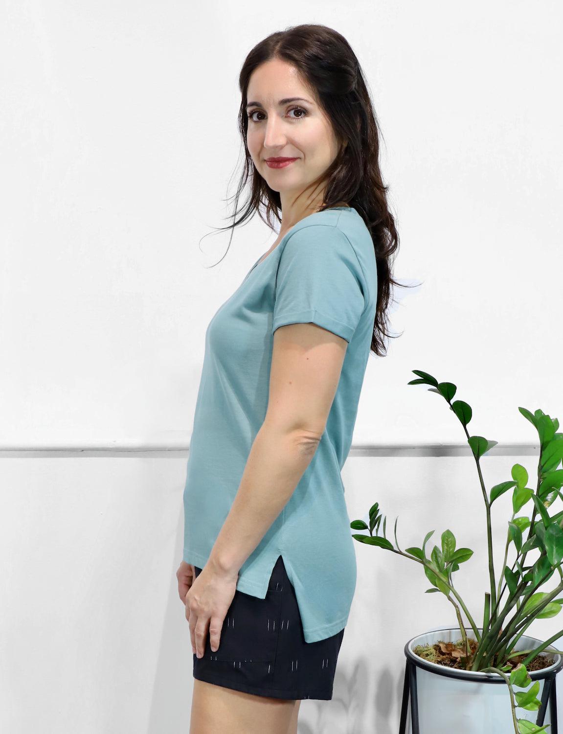 Cameo Blue Organic Cotton T-Shirt - Passion Lilie