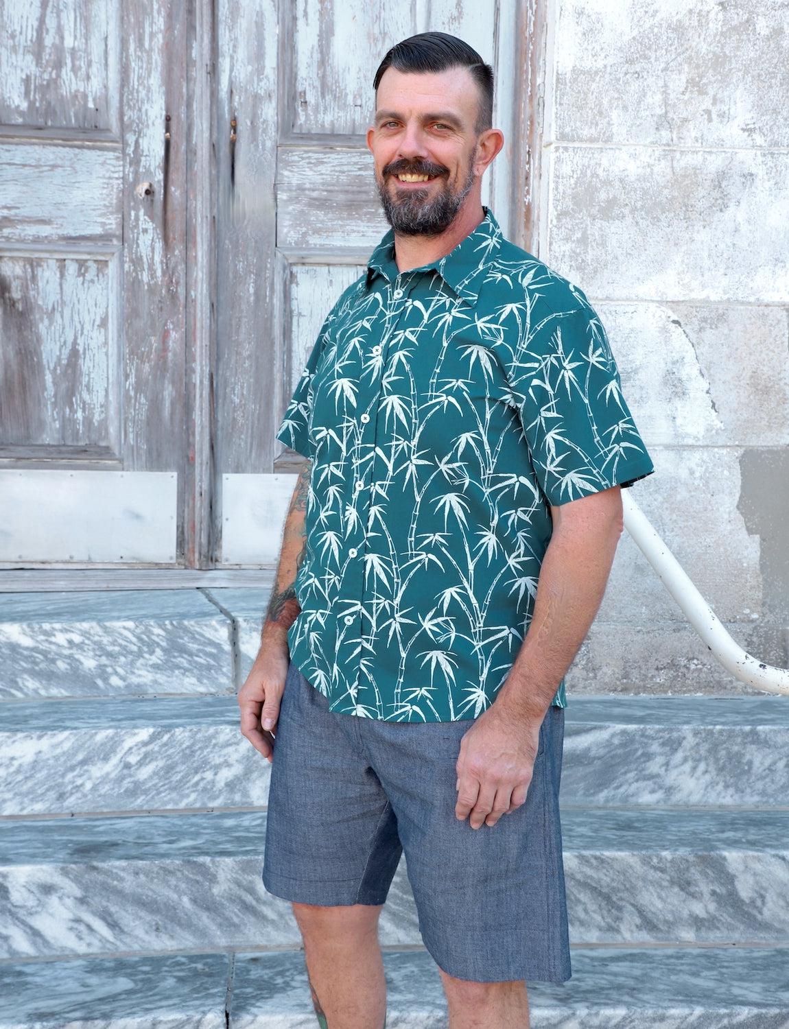 Island Escape Organic Cotton Men's Button Down Shirt - Passion Lilie